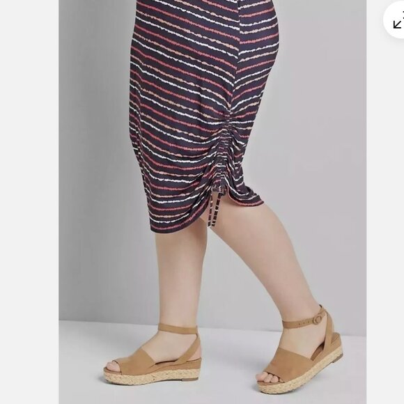 Lane Bryant Navy and Coral Striped Dress Plus Size 30/32 - Picture 4 of 9